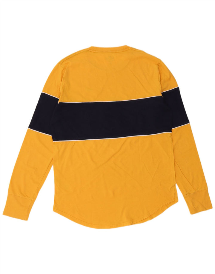 HOLLISTER Mens Top Long Sleeve Medium Yellow Colourblock Cotton