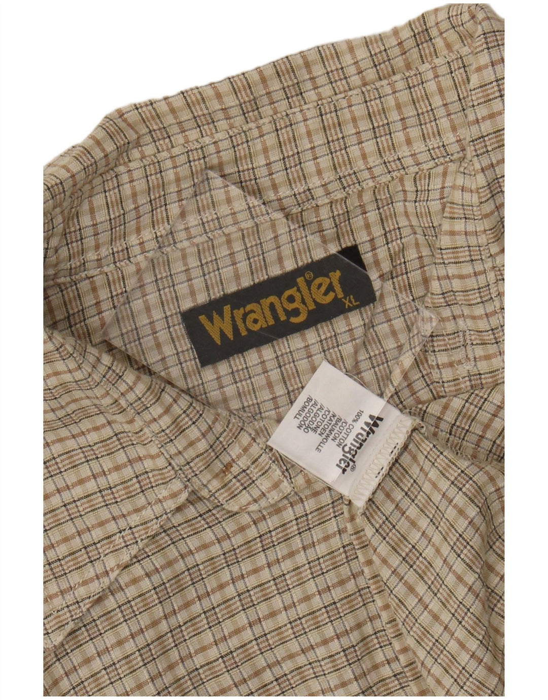 Wrangler kortærmet herreskjorte XL Beige ternet bomuld