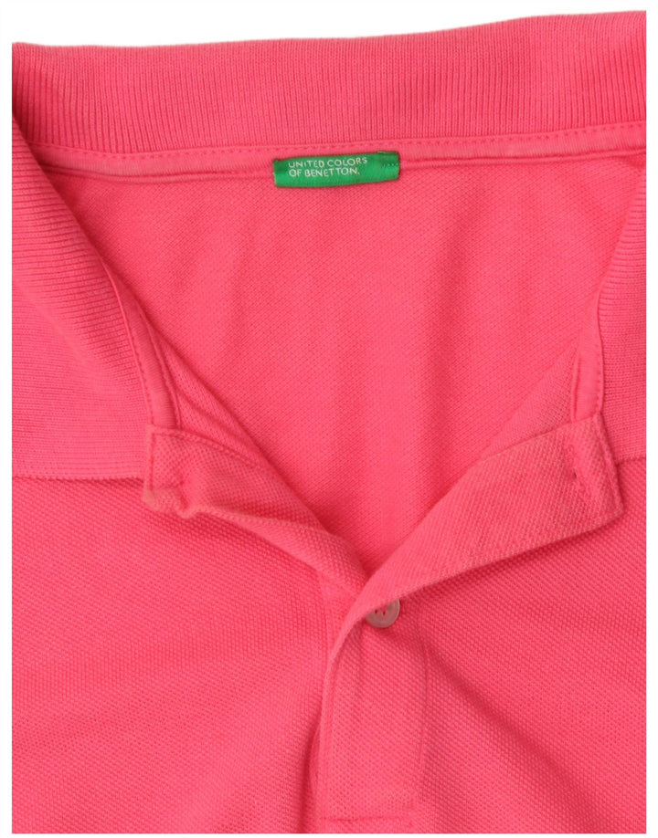BENETTON Mens Polo Shirt Medium Pink