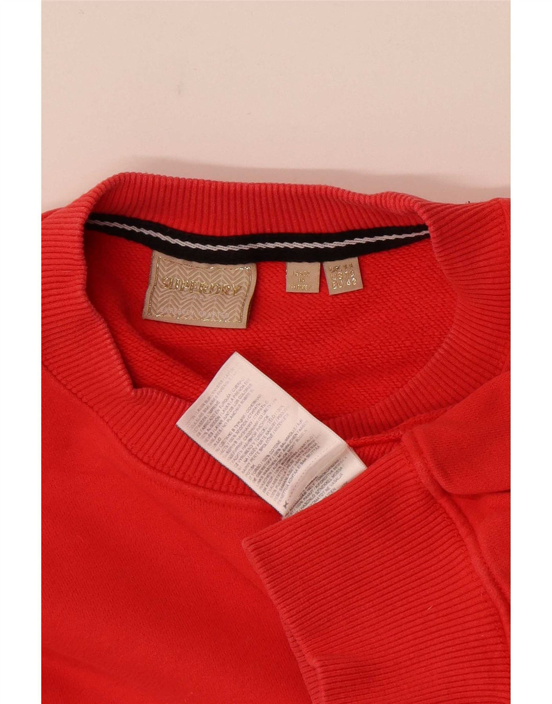 Superdry Womens Oversized Sweatshirt Jumper UK 14 Stor rød bomuld