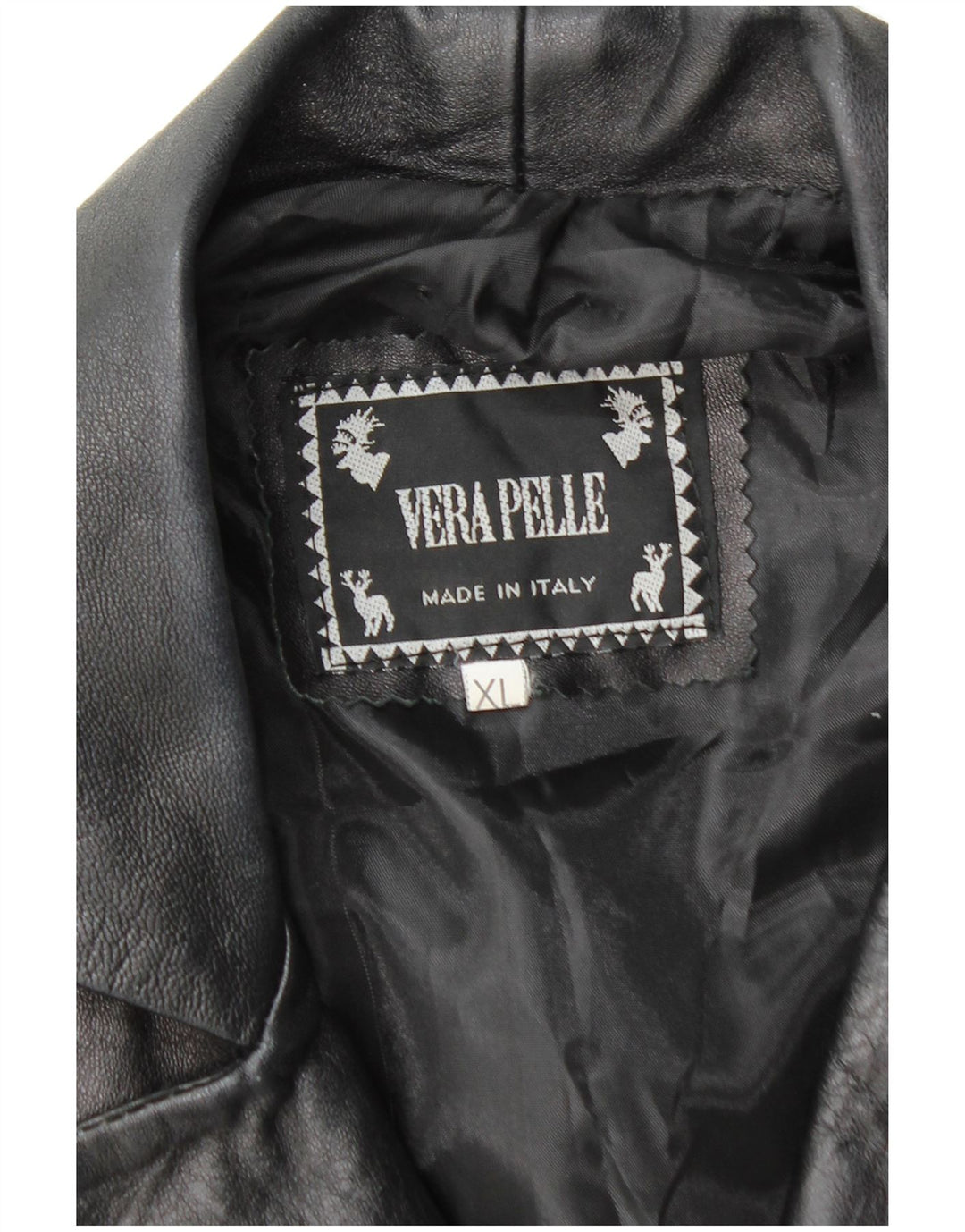 VINTAGE læderfrakke til kvinder UK 18 XL sort læder