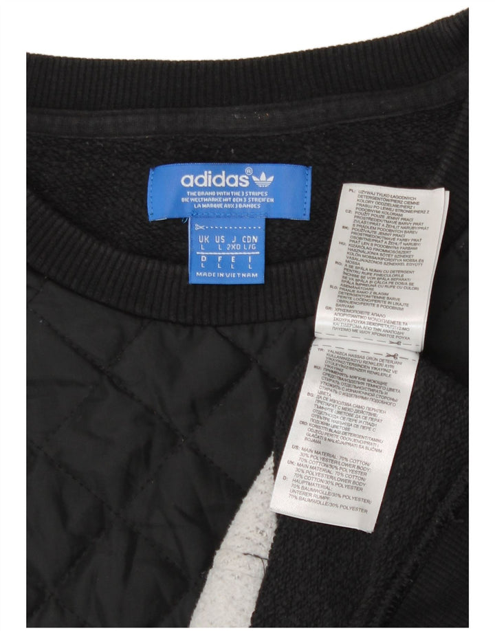 Adidas Herre Sweatshirt Jumper Stor Sort Colourblock Bomuld