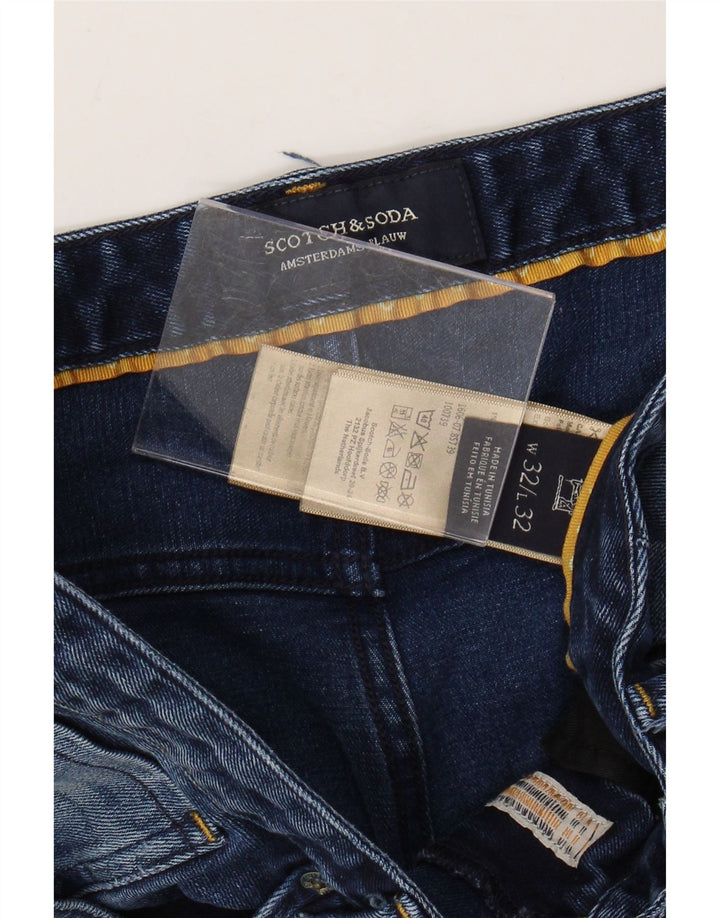 Scotch & Soda Straight Jeans til mænd W32 L32 Blå Bomuld