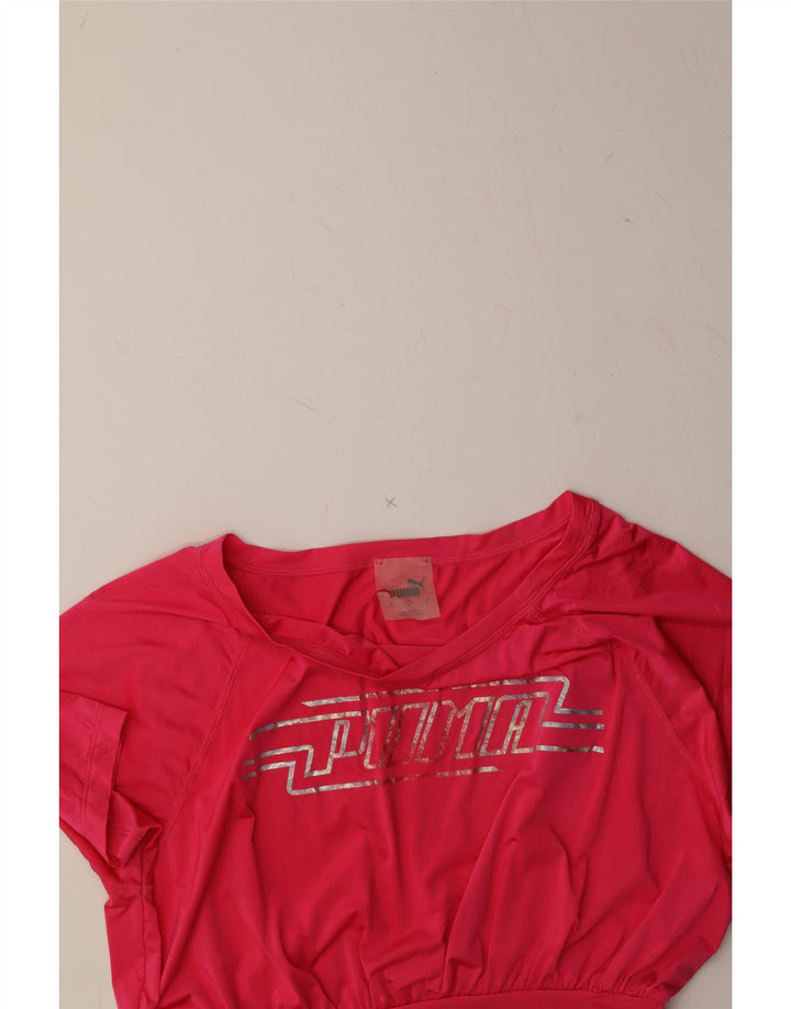 PUMA Womens Graphic T-Shirt Top UK 10 Small Pink Vintage Puma and Second-Hand Puma from Messina Hembry 