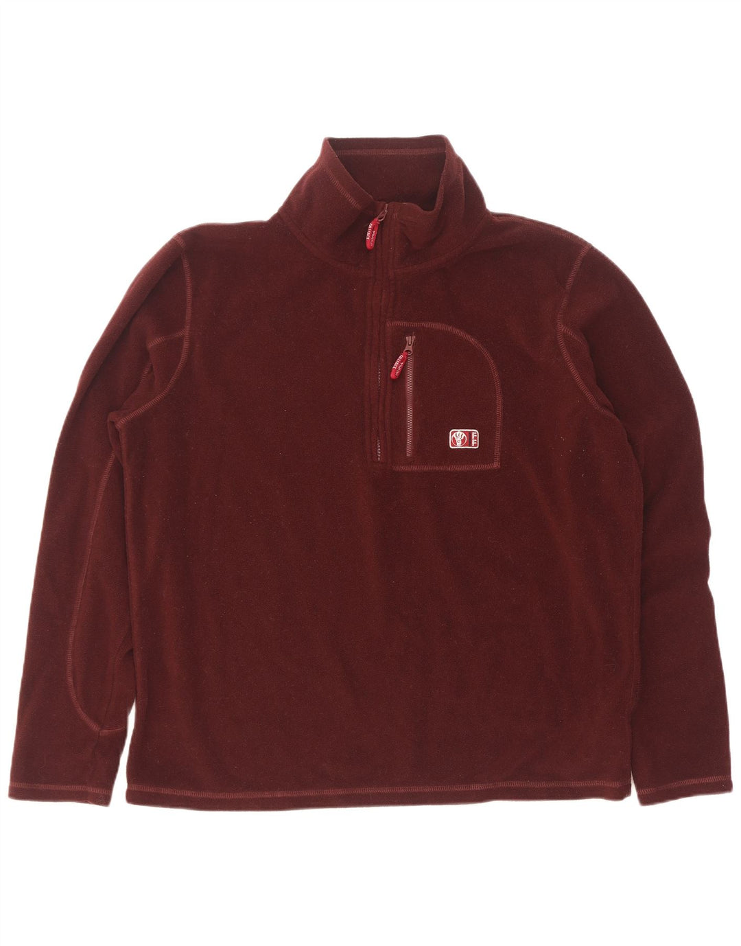 Fedt ansigt herre lynlås hals fleece jumper stor rødbrun polyester