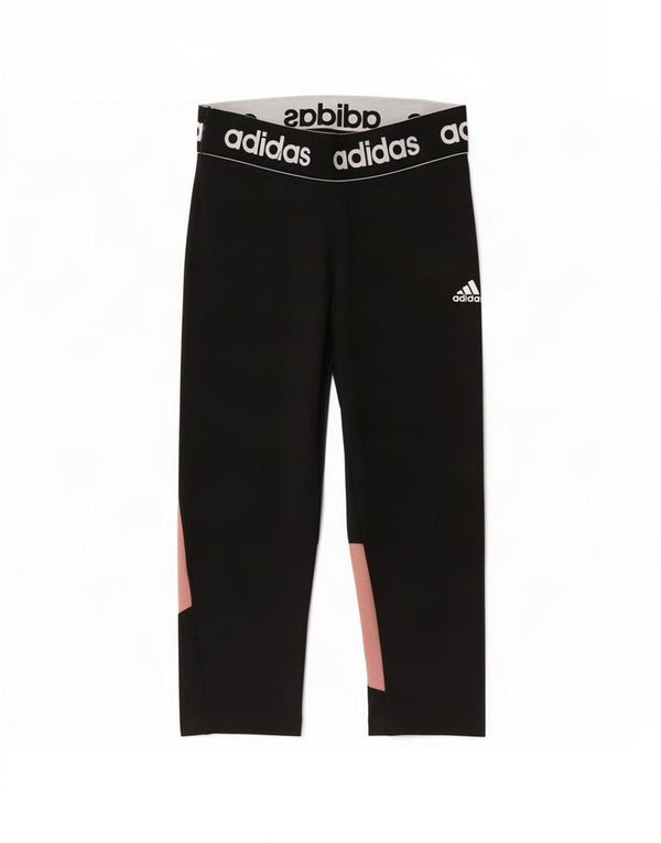 Adidas Graphic Capri Leggings UK 8/10 Small Black Colourblock