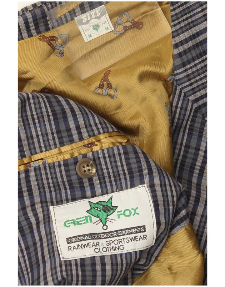 Green Fox Herre 2-knap 3/4-ærmet blazerjakke UK 38 Medium Blue Check