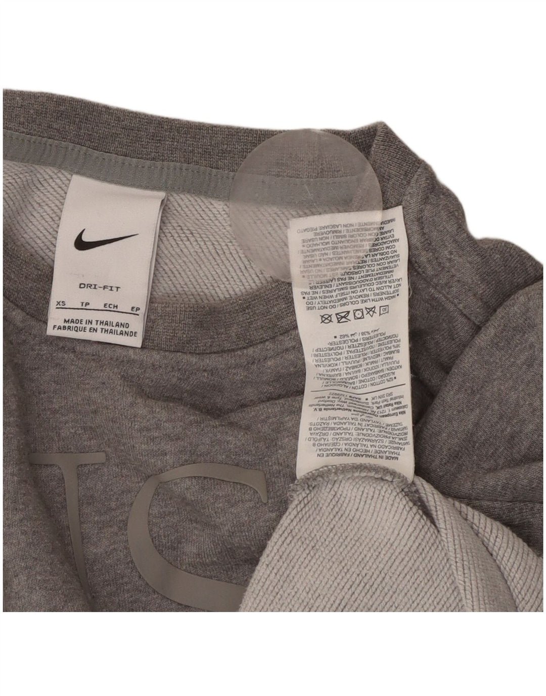 NIKE Dame Dri Fit Oversized grafisk sweatshirt Jumper UK 6 XS Grå