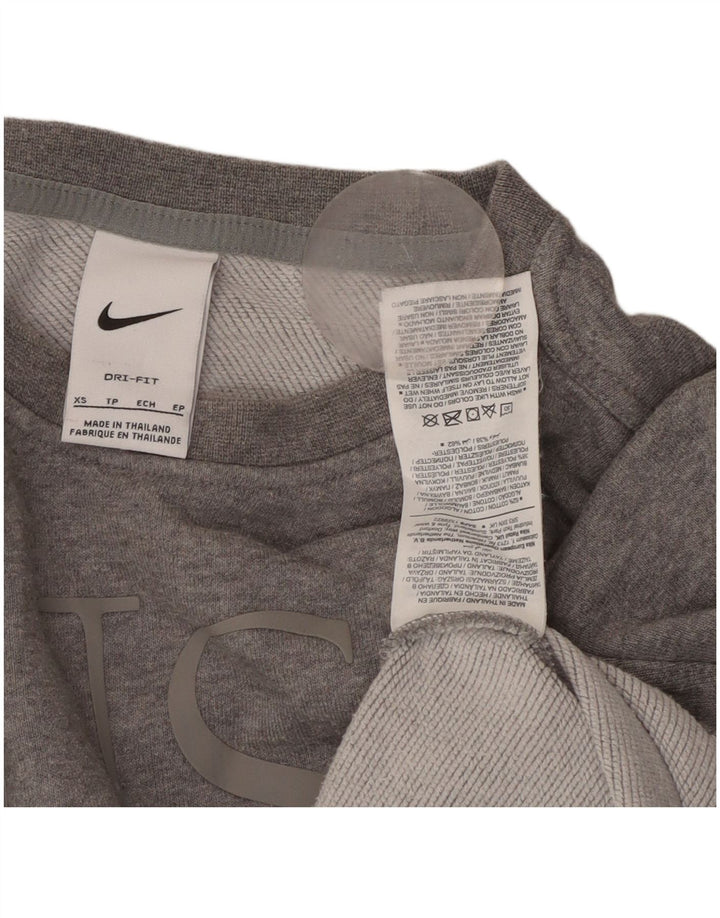 NIKE Dame Dri Fit Oversized grafisk sweatshirt Jumper UK 6 XS Grå