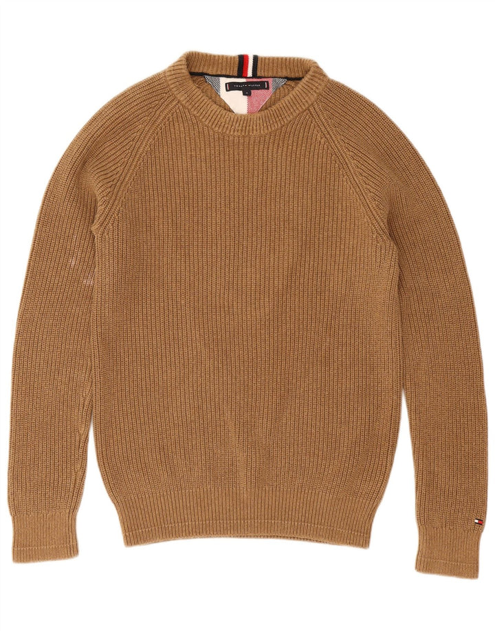 Tommy Hilfiger Herre Boat Neck Jumper Sweater Medium Brun Bomuld