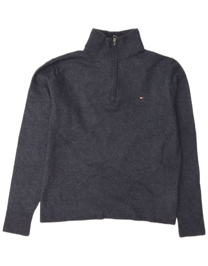 Tommy Hilfiger Herre Zip Neck Jumper Sweater 2XL Navy Blue Wool