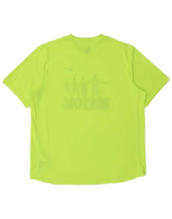 Nike Herre Dri Fit Grafisk T-Shirt Top Stor Grøn Polyester