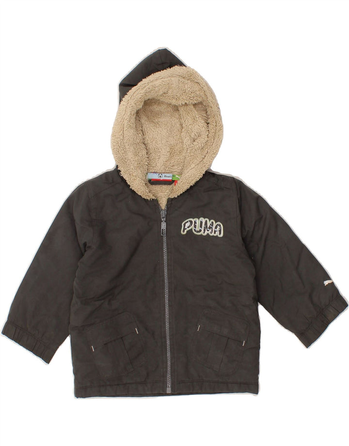 PUMA Baby Boys Hooded Sherpa Jacket 12-18 Months Black Polyester Vintage Puma and Second-Hand Puma from Messina Hembry 