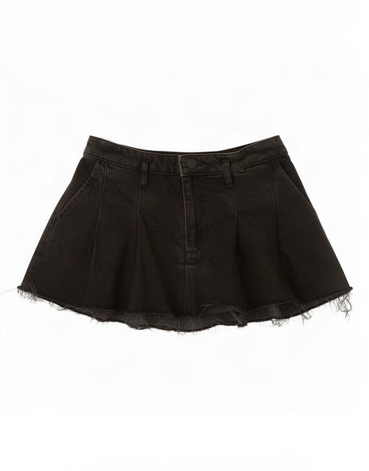 Zara Dame Mini Denim Nederdel Medium W28 Sort Bomuld