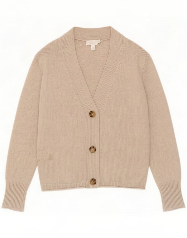 The White Company Womens Cardigan Sweater UK 10 Small Beige Wool
