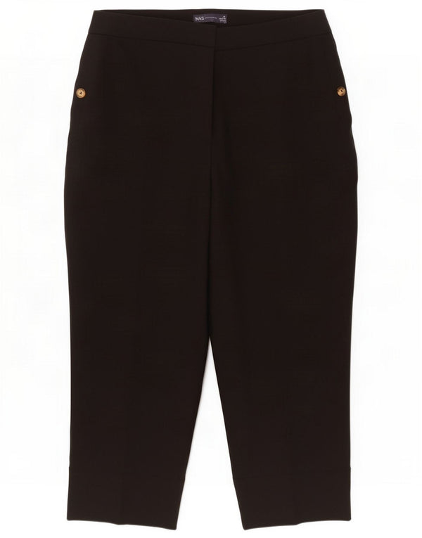 Marks & Spencer Womens Loose Fit Cropped Trousers UK 16 Large W38 L23 Black