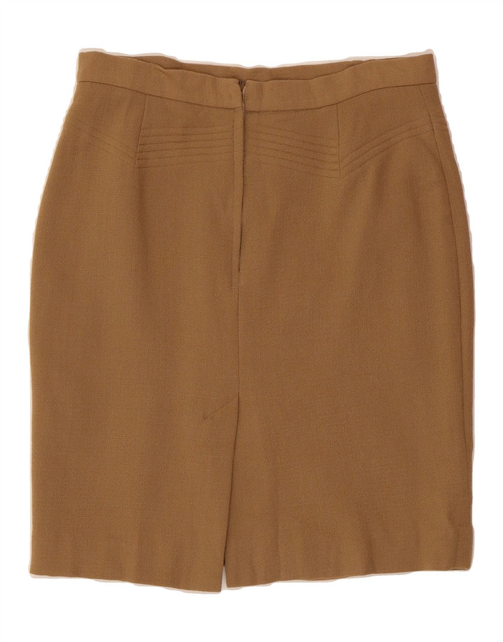 JAEGER Womens Pencil Skirt UK 14 Large W34  Brown Virgin Wool Vintage Jaeger and Second-Hand Jaeger from Messina Hembry 