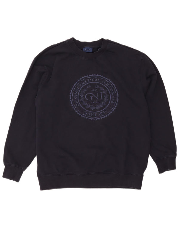 Gant grafisk sweatshirt til mænd Medium marineblå bomuld