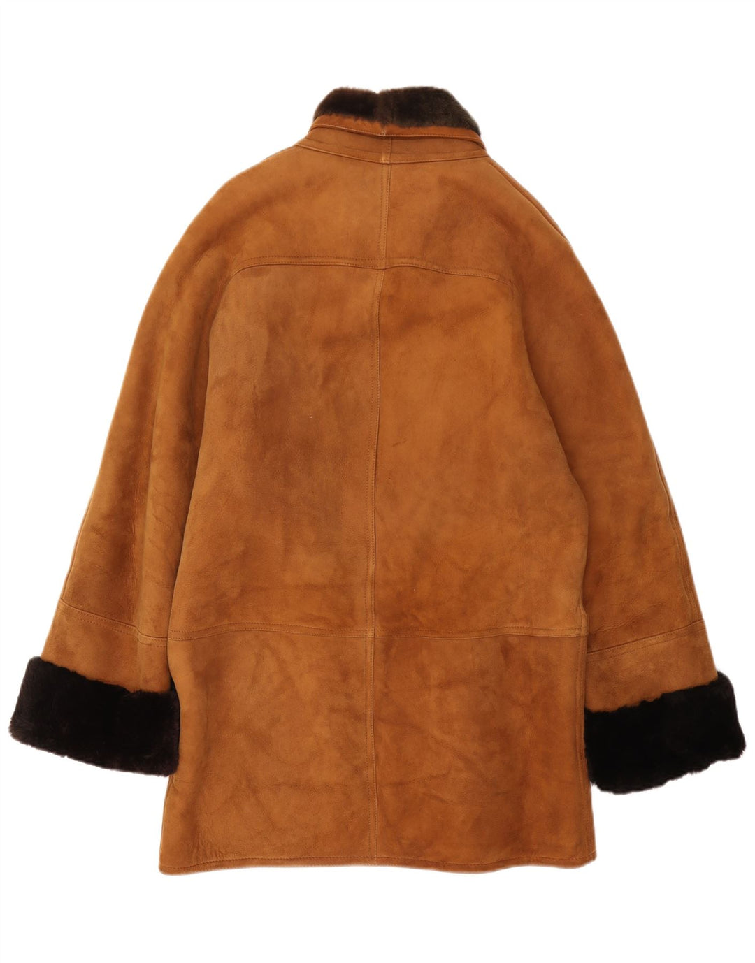 Vintage Herre Loose Fit Shearling Jacket IT 46 Lille brunt læder