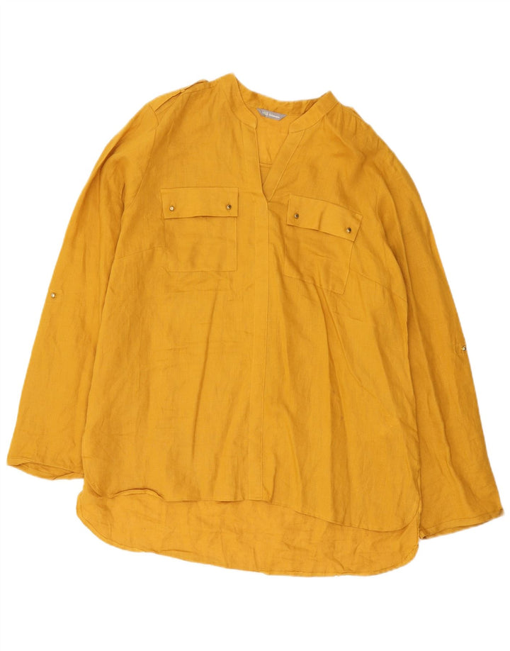 Marks & Spencer Damebluse Top UK 14 Large Yellow Linen