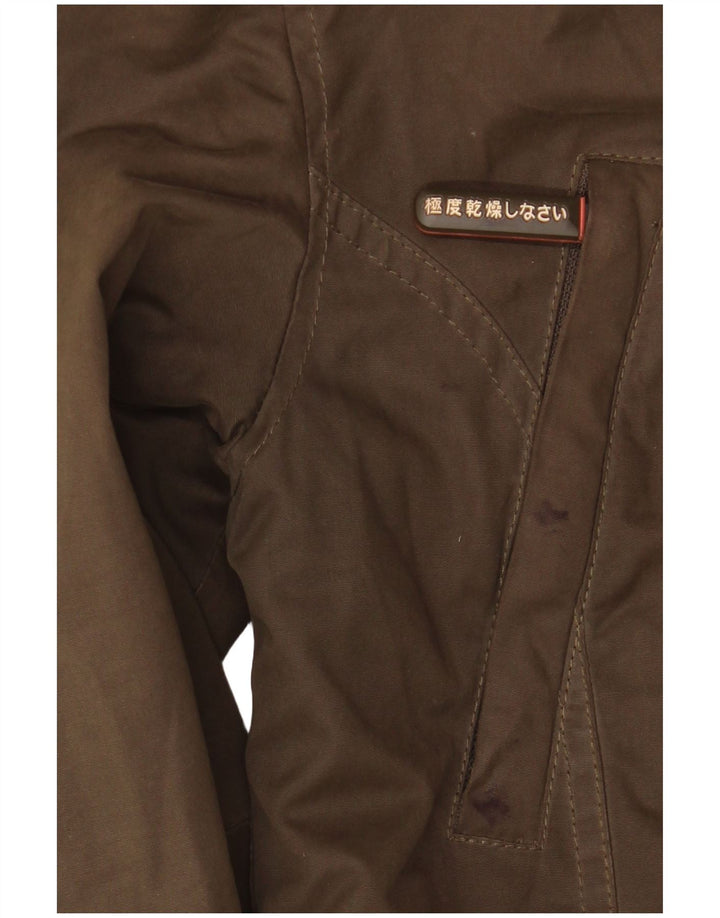 Superdry Windbreaker-jakke med hætte til kvinder UK 14 Medium Khaki Polyester
