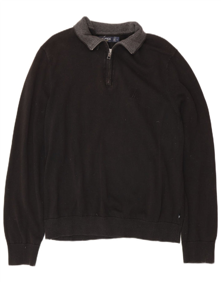 NAUTICA trøje med lynlås til mænd Stor sort bomuld