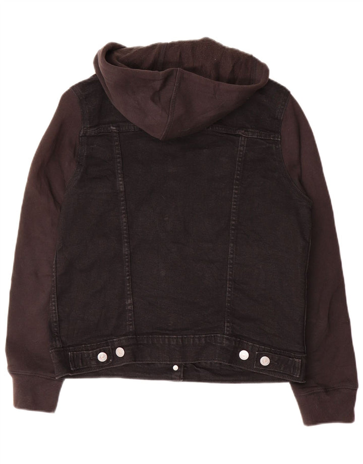 Levi's Dame denimjakke med hætte UK 14 Medium Sort Bomuld