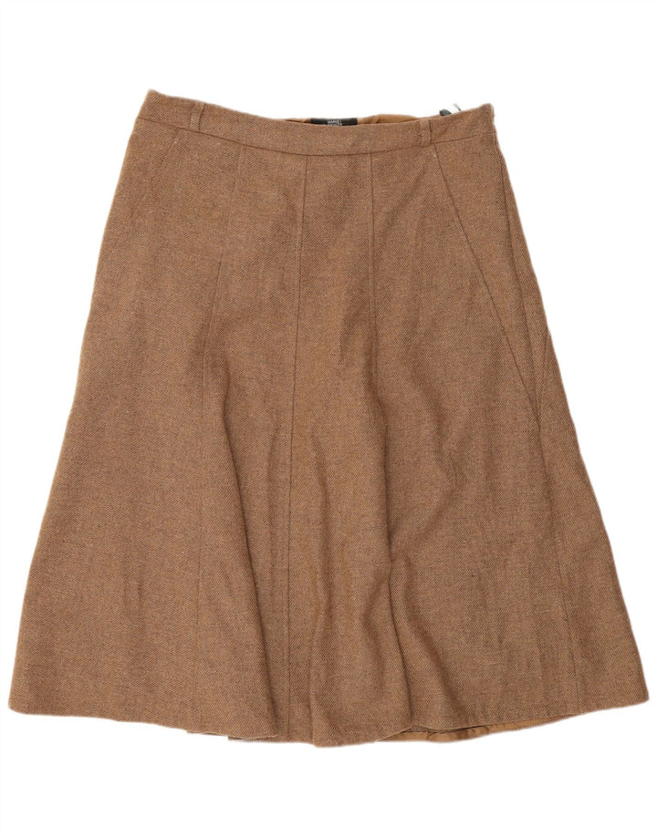Marks & Spencer A-line nederdel til kvinder UK 14 Large W32 Beige New Wool