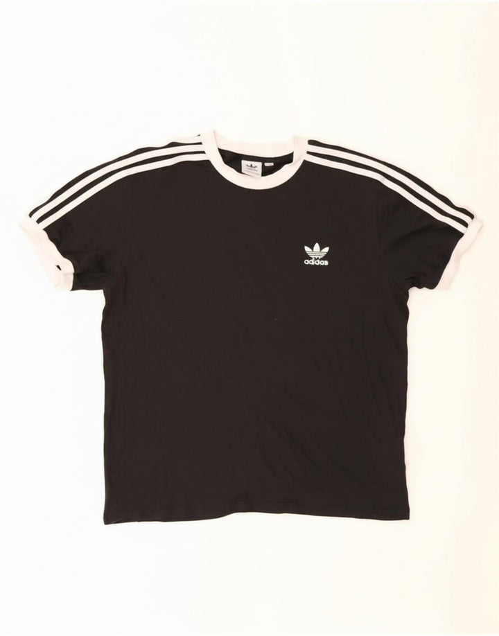 Adidas Herre T-Shirt Top Medium Sort Bomuld