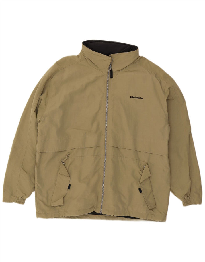 Diadora Regnjakke med hætte til mænd UK 40 Stor Khaki Polyamid