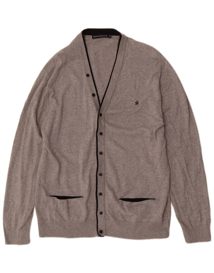 French Connection Herre Cardigan Sweater XL Grå Bomuld