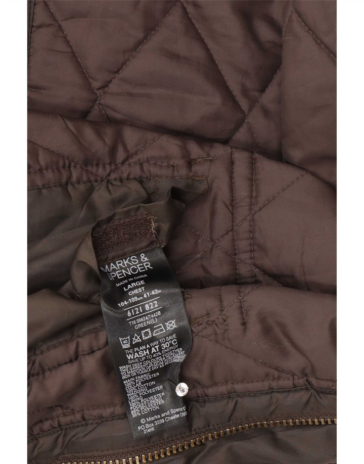 Marks & Spencer Herre Blue Harbor Quilted Jacket UK 40 Large Green