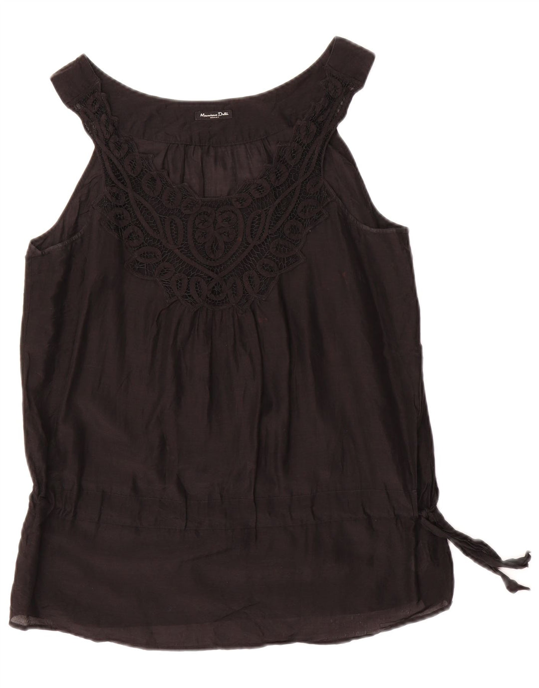 MASSIMO DUTTI Dame ærmeløs bluse Top UK 18 XL Sort Bomuld