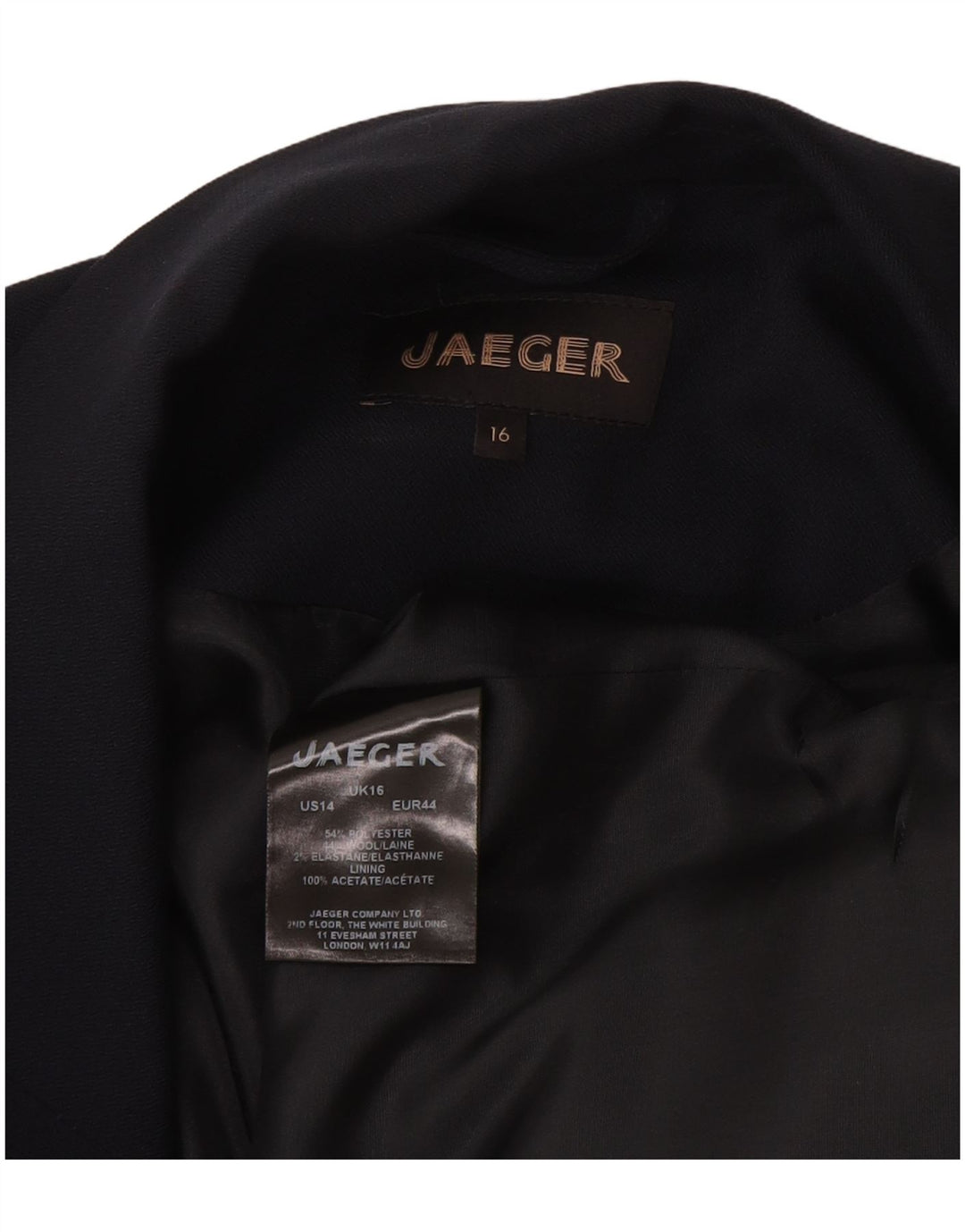 Jaeger Womens Longline ærmeløs blazerjakke UK 16 Large Navy Blue