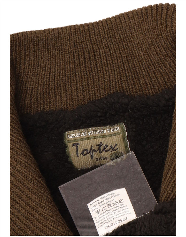 VINTAGE trøje med lynlås til mænd IT 52/54 Stor brun polyakryl