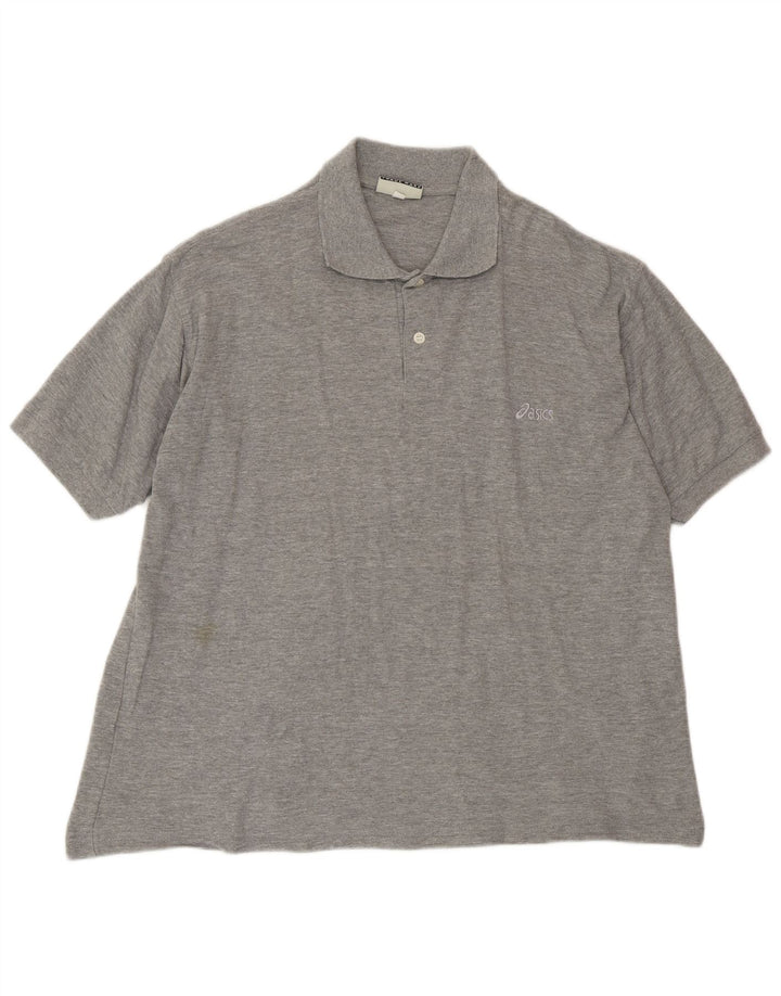 ASICS Poloshirt til mænd, stor grå flækket bomuld
