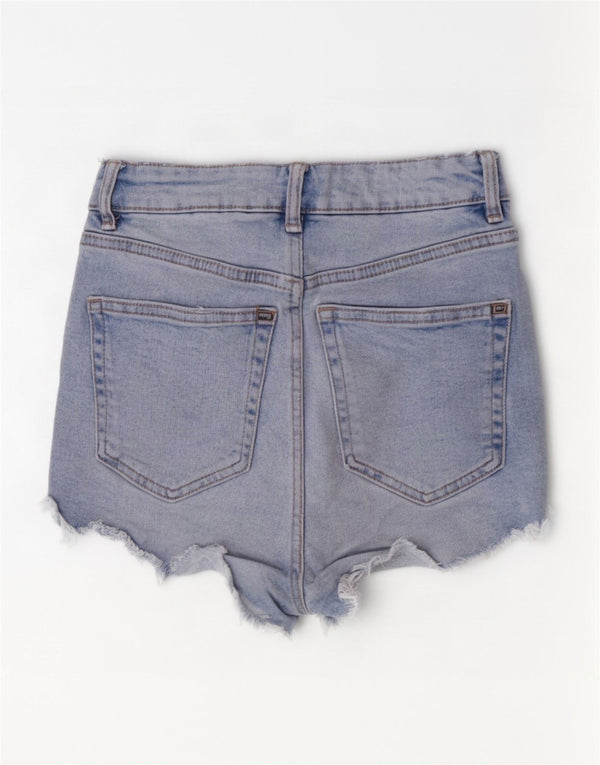 Zara Womens Distressed Denim Shorts EU 34 2XS W22 Blå Bomuld