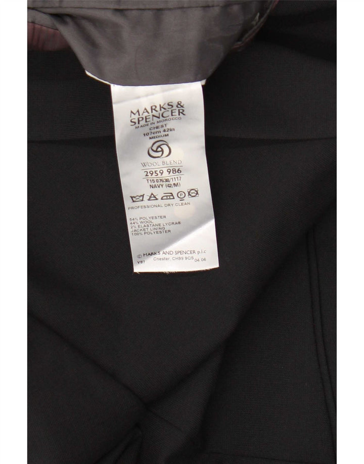 Marks & Spencer Herre 3-knaps blazerjakke UK 42 Large Navy Blue Polyester