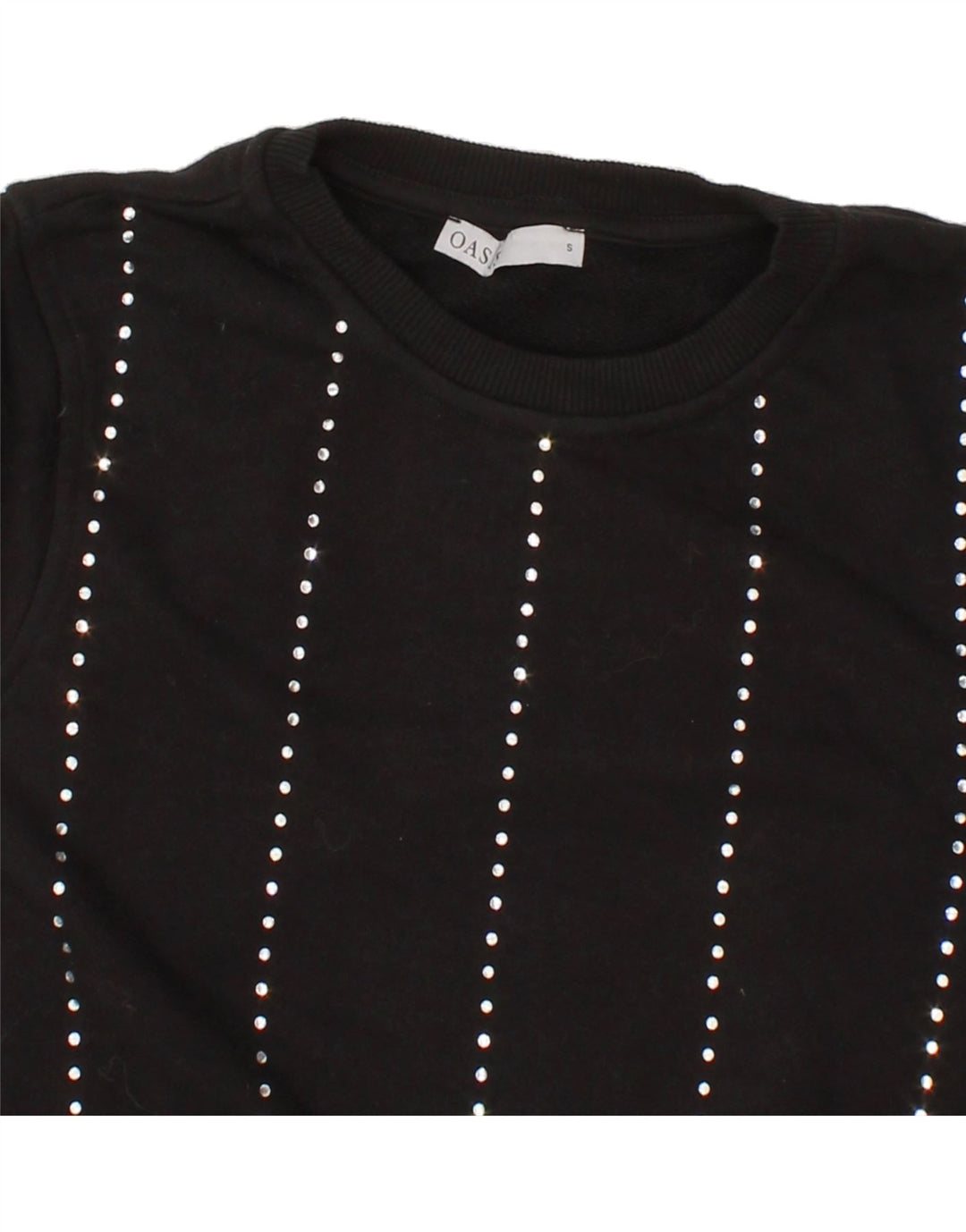 OASIS Womens Sweatshirt Jumper UK 10 Small Black Striped Cotton Vintage Oasis and Second-Hand Oasis from Messina Hembry 