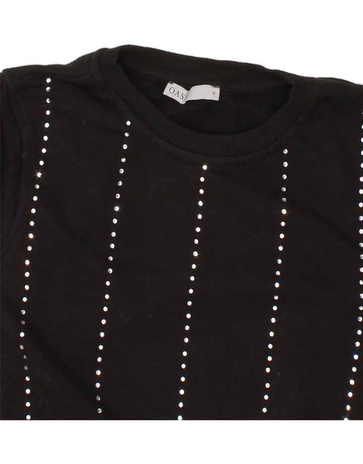 OASIS Womens Sweatshirt Jumper UK 10 Small Black Striped Cotton Vintage Oasis and Second-Hand Oasis from Messina Hembry 