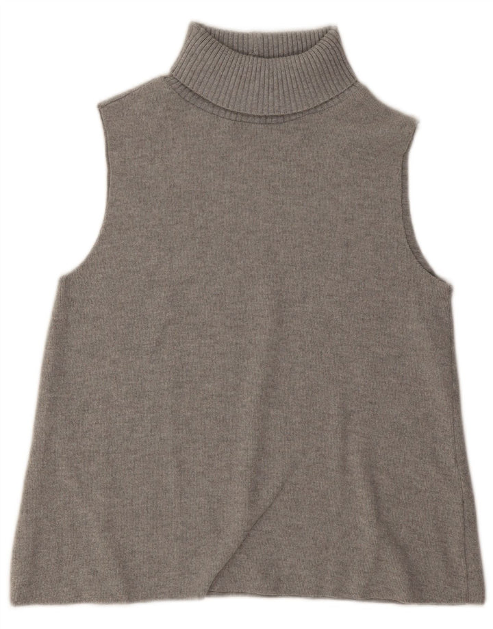 Zara Dame Roll Neck Vest Top UK 14 Medium Grey Polyester