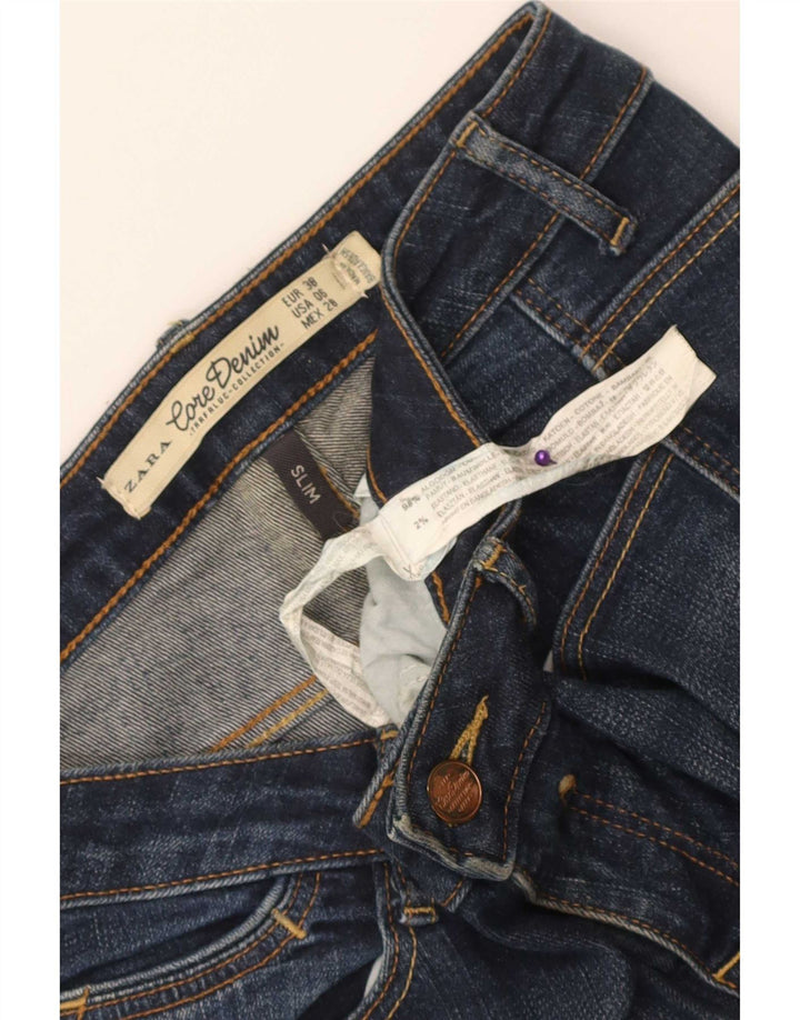 Zara Dame Slim Jeans EU 38 Small W28 L32 Blå Bomuld
