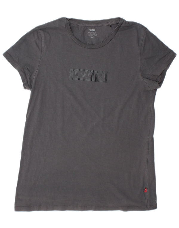 Levi's Dame Grafisk T-Shirt Top UK 10 Lille Grå Bomuld