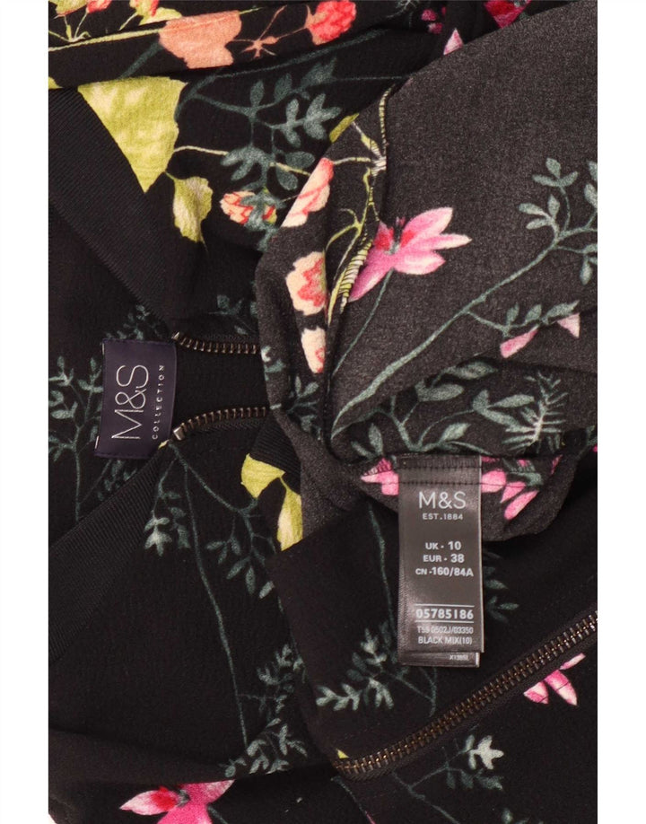 Marks & Spencer Kvinder Oversized Bomber Jacket UK 10 Small Black Floral