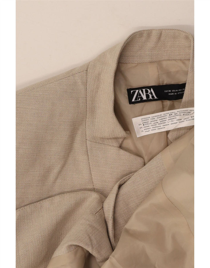 ZARA Blazerjakke med 1 knap til kvinder EU 36 XS Beige Polyester