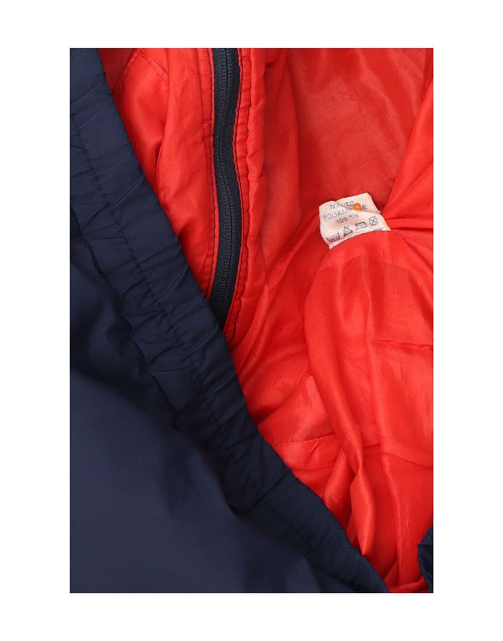 VINTAGE Polstret jakke til mænd UK 38 Medium Navy Blue Colourblock Polyamid