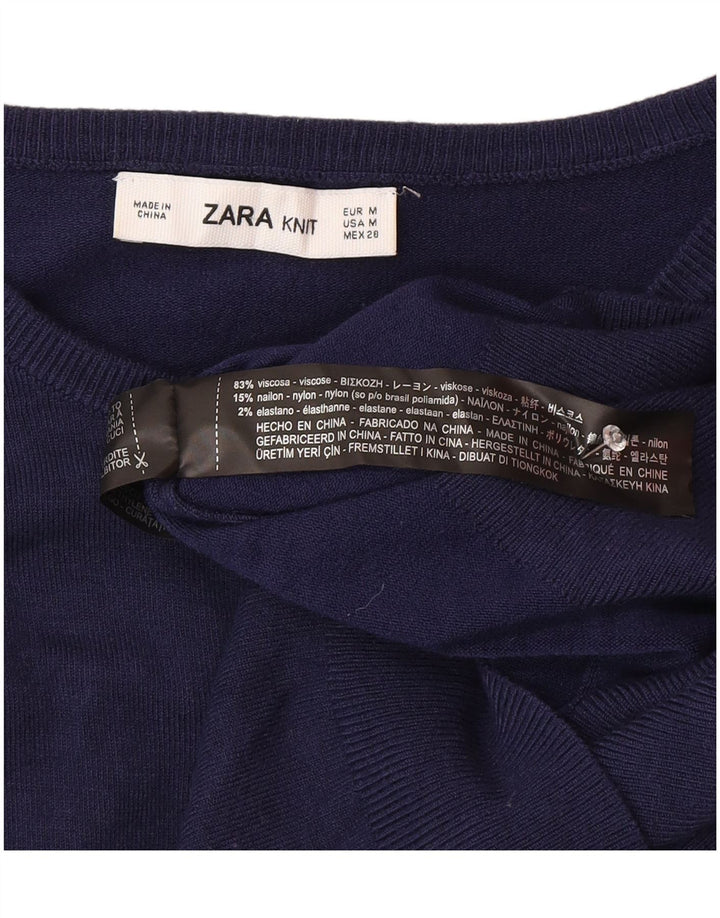 Zara Dame Cardigan Sweater UK 12 Medium Navy Blue