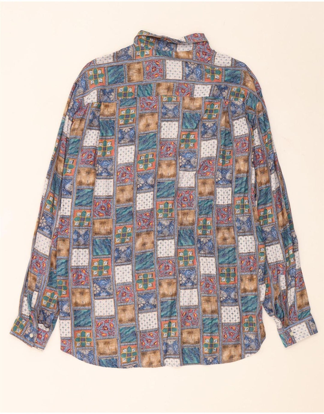 Topman herreskjorte stor flerfarvet patchwork viskose