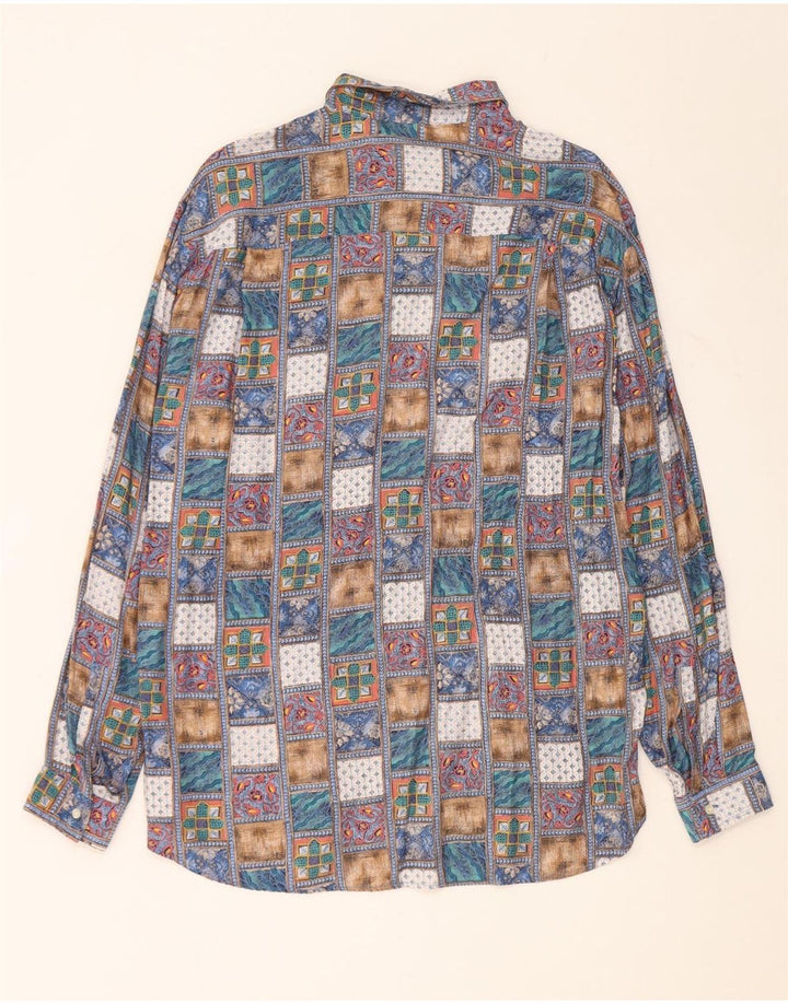 Topman herreskjorte stor flerfarvet patchwork viskose