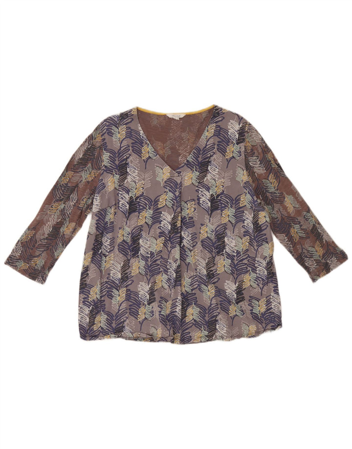 White Stuff Dame 3/4 ærmet bluse Top UK 18 XL Flerfarvet blomster